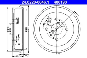 Tambour de frein ATE 480193 